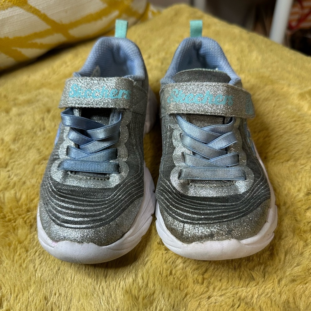 Kids Glitter Sneakers - Silver and Blue